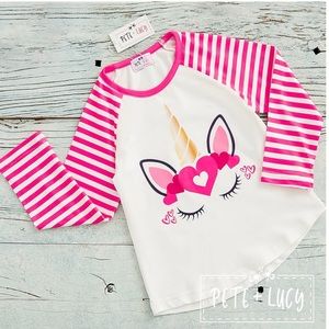 Pete+Lucy infant girls Unicorn raglan shirt
